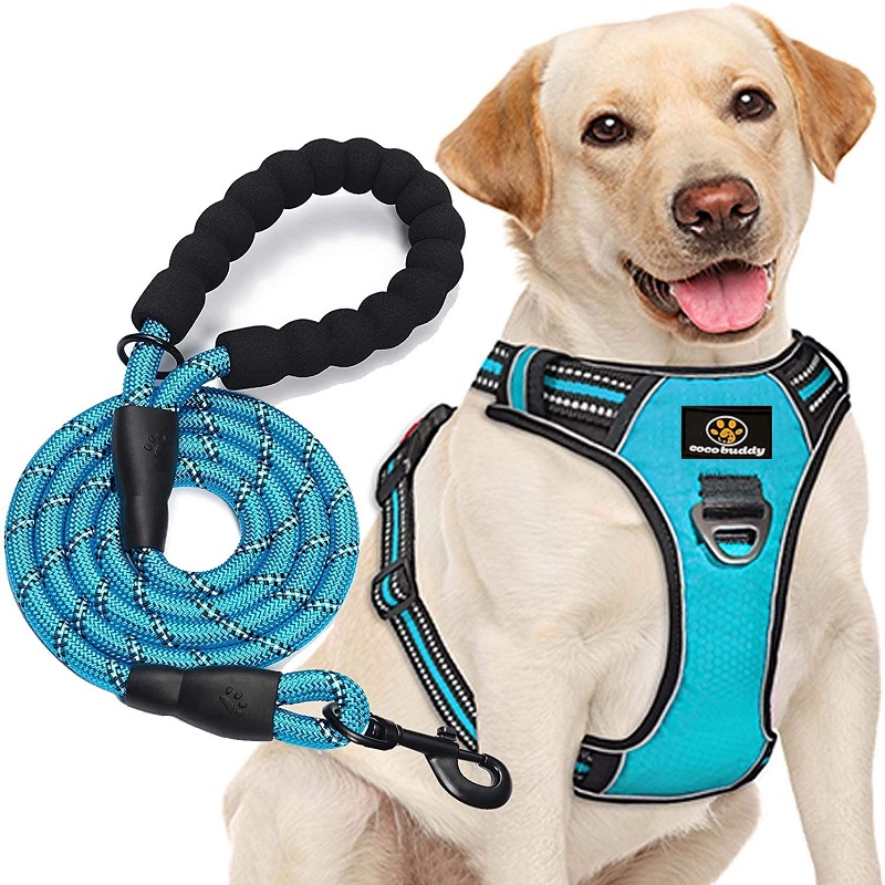 Aangepaste hond vest reflecterendenylon grote gesp omkeerbare hond harnas met leiband